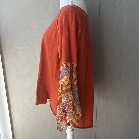 Umgee Scoop Neck Boho Top Orange Small - Picture 2 of 8